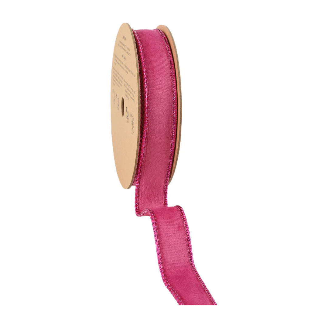 1" Reversible Velvet Wired Hot Pink Ribbon 10yd