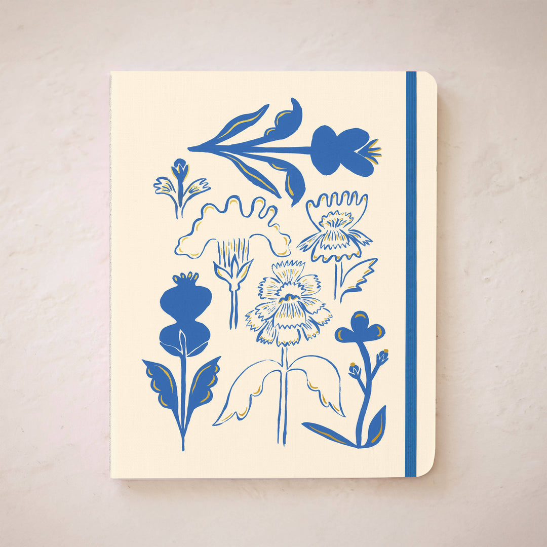 Blue Flower Notebook Trio