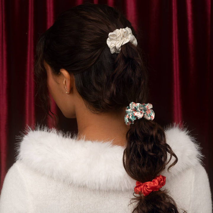 Holiday Ruched Satin Scrunchies Set