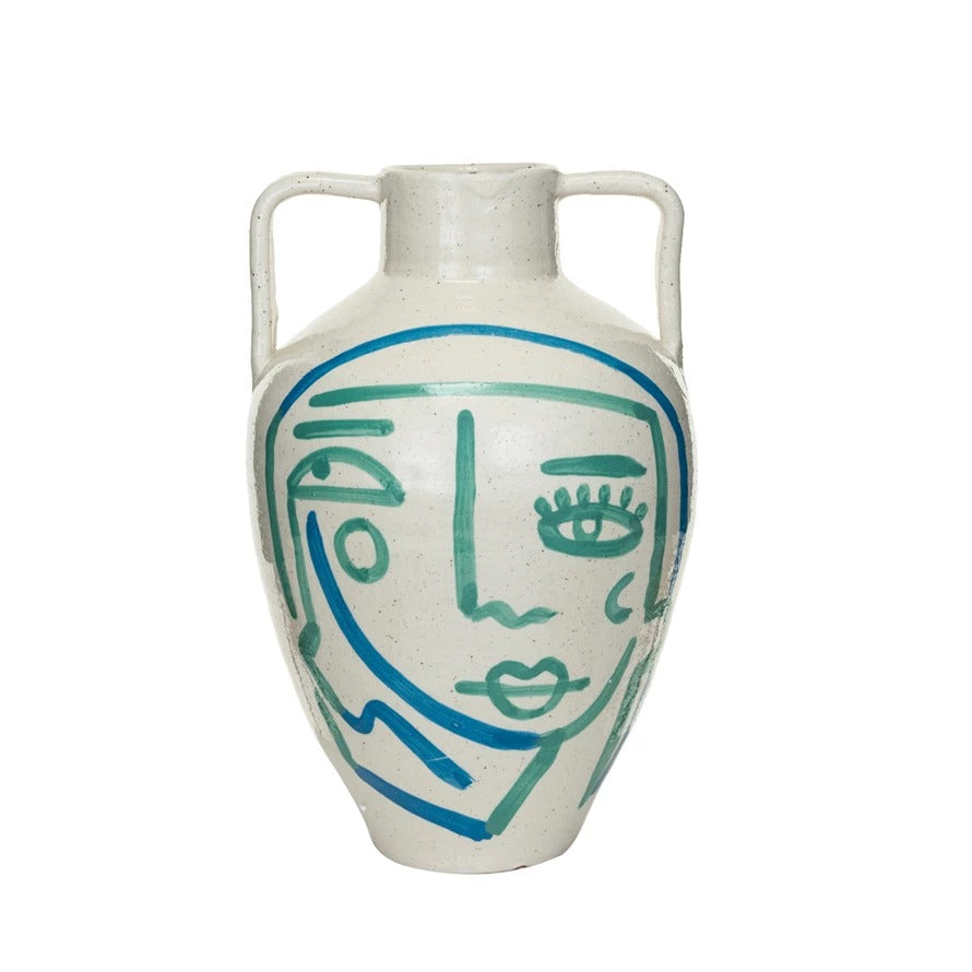Abstract Face Painted Urn