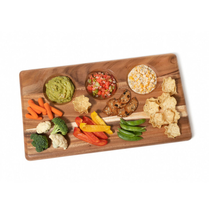 Acacia 3-Dip Serving Board