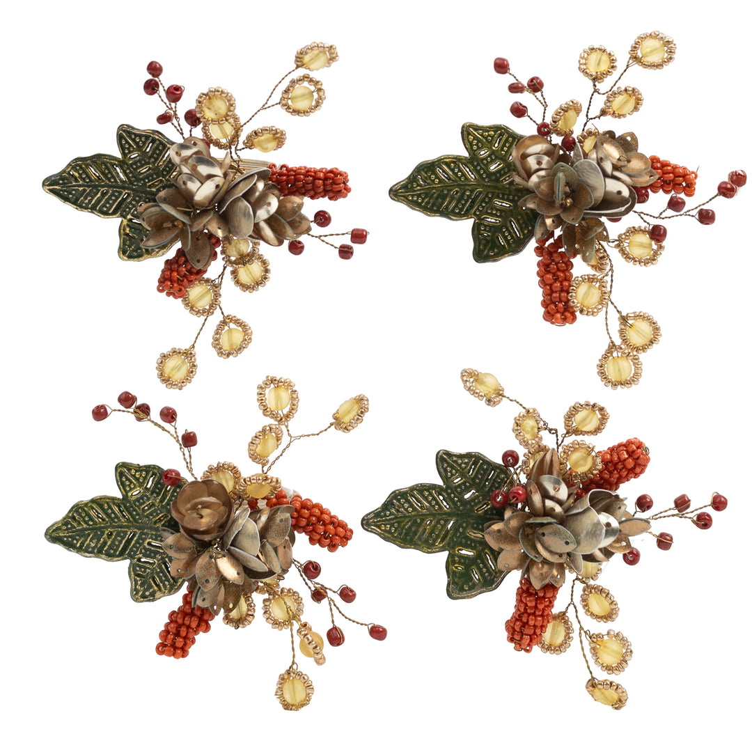 Autumn Beaded Napkin Ring, Set of 4
