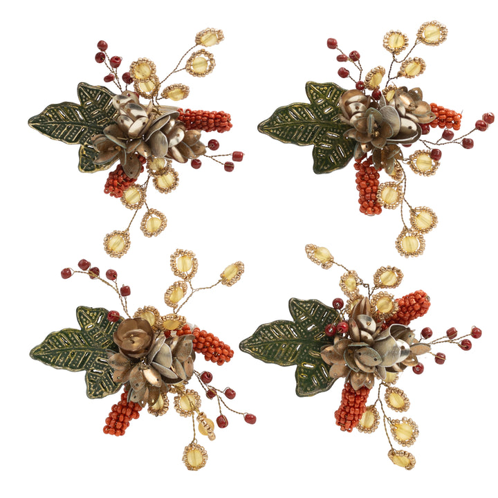 Autumn Beaded Napkin Ring, Set of 4