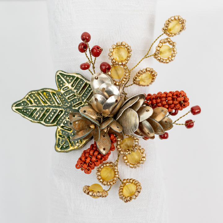 Autumn Beaded Napkin Ring, Set of 4