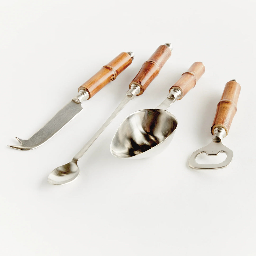Bamboo Finish Cocktail Accessory Set