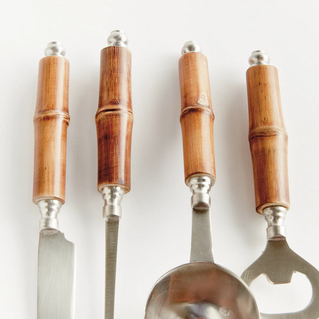 Bamboo Finish Cocktail Accessory Set