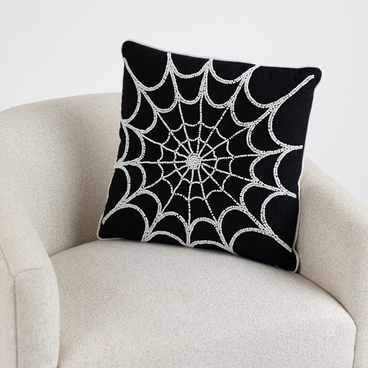 Beaded Spider Web Pillow