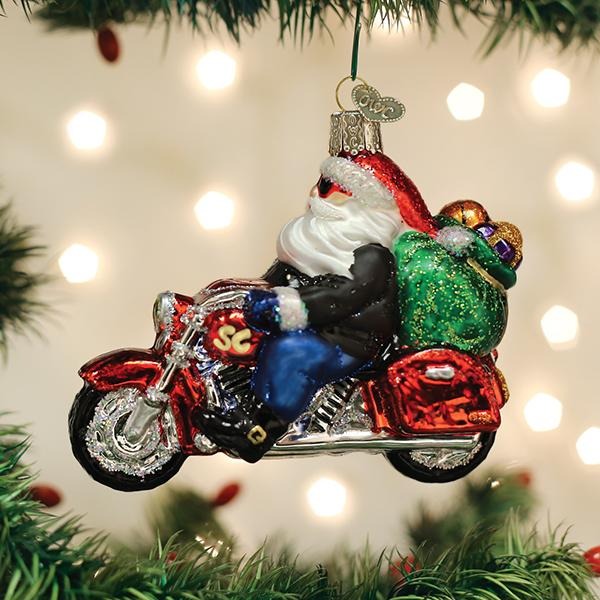 Biker Santa Ornament