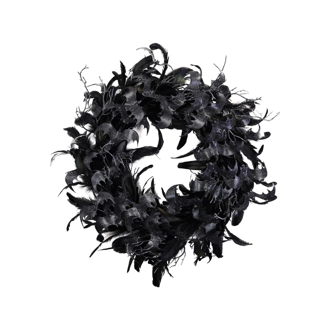 Black Feather & Bats Wreath