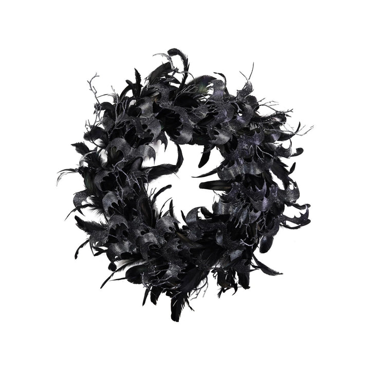 Black Feather & Bats Wreath