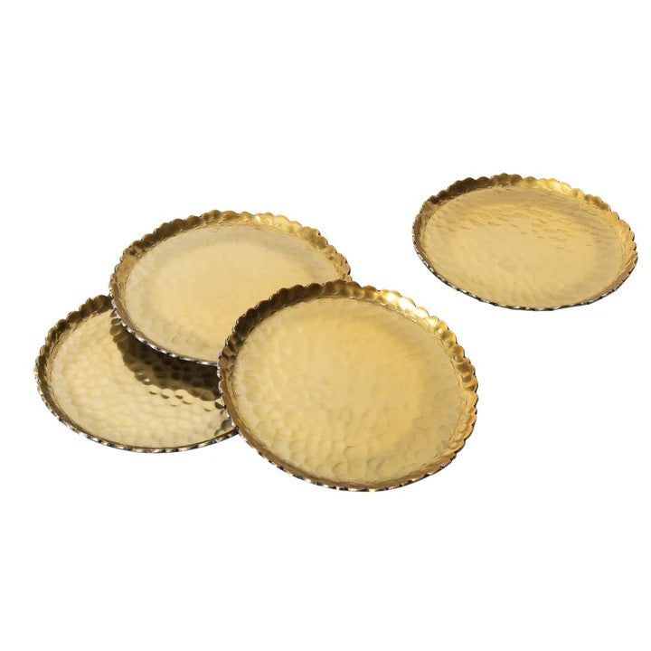 Black & Gold Hammered Coaster, Set of 4