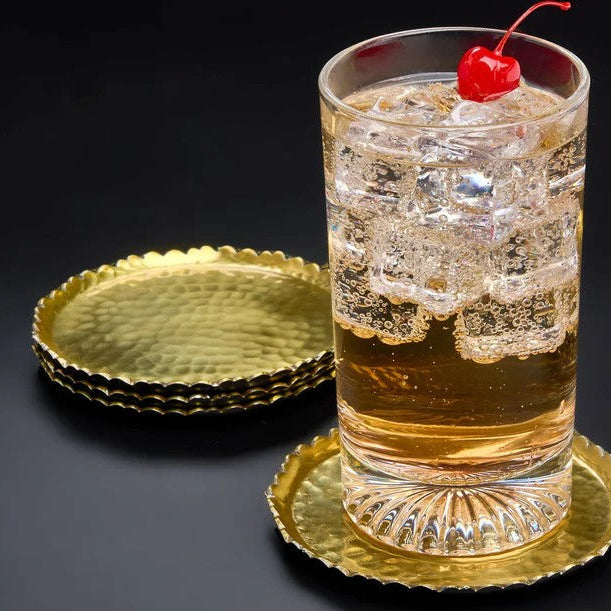 Black & Gold Hammered Coaster, Set of 4