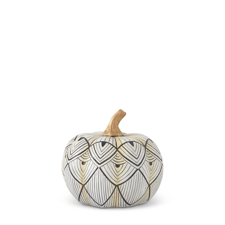 Black & White Scallop Pattern Resin Pumpkin