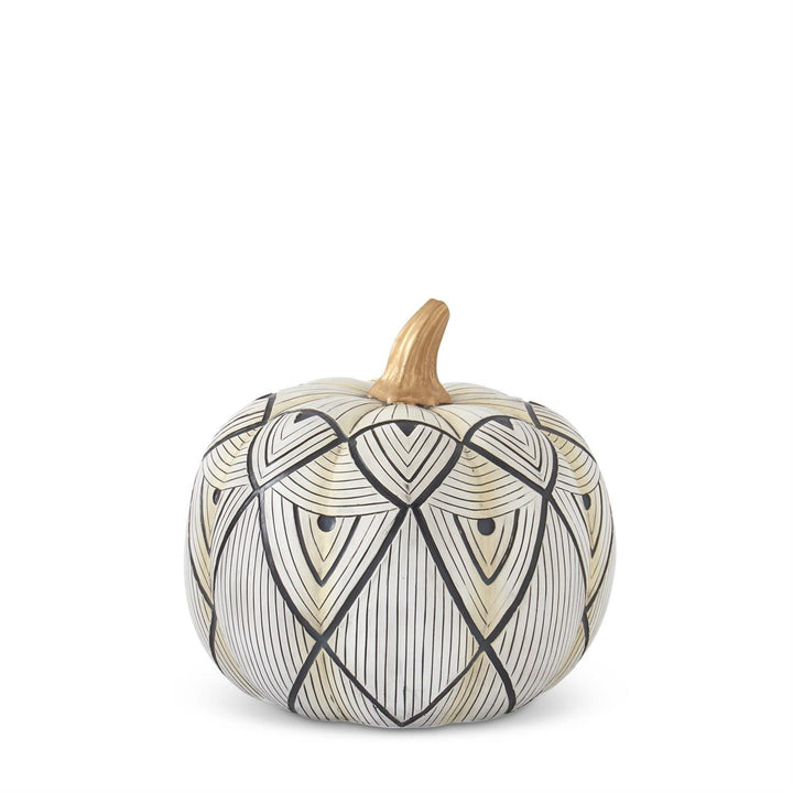 Black & White Scallop Pattern Resin Pumpkin