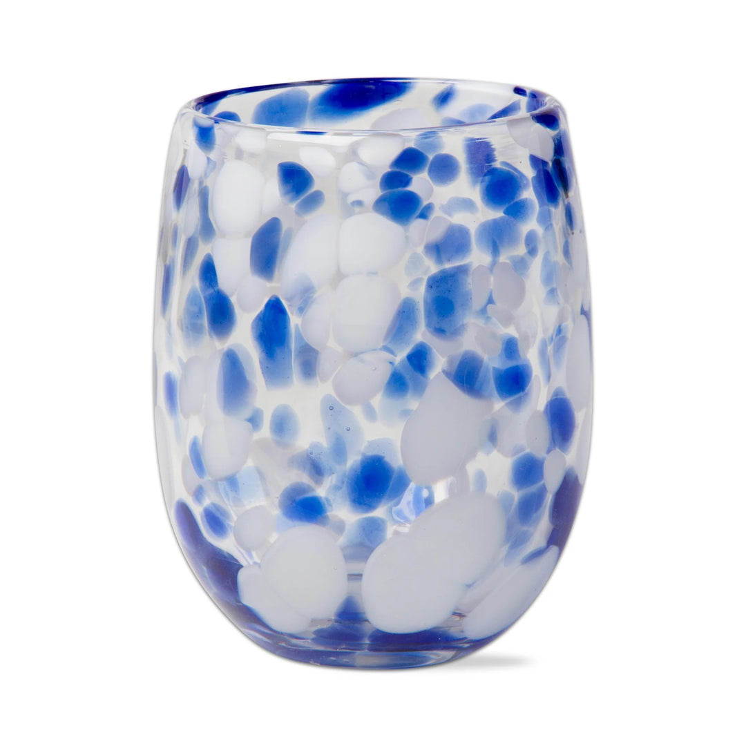 Blue Confetti Stemless Glass