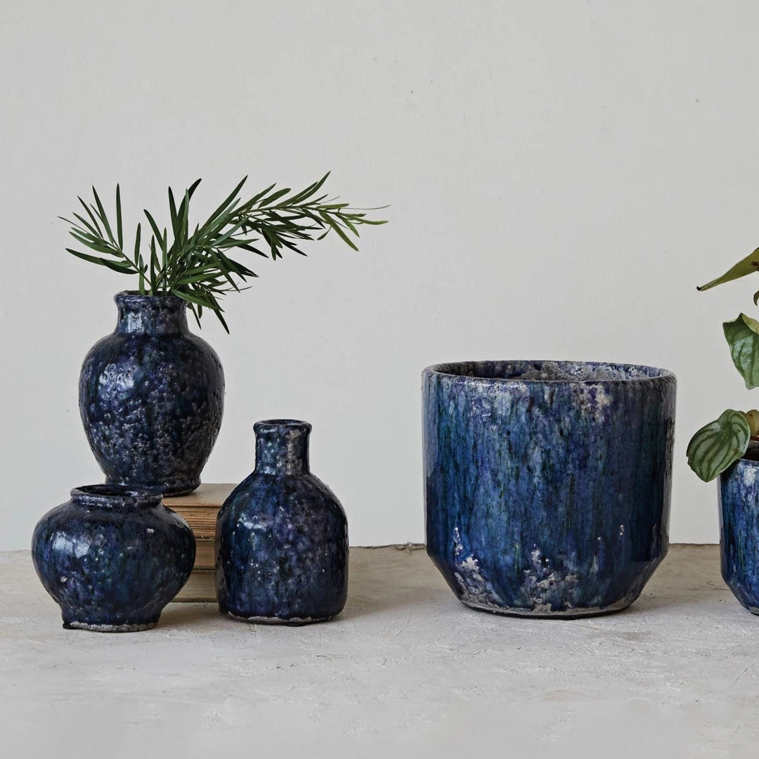 Blue Glaze Terracotta Vase