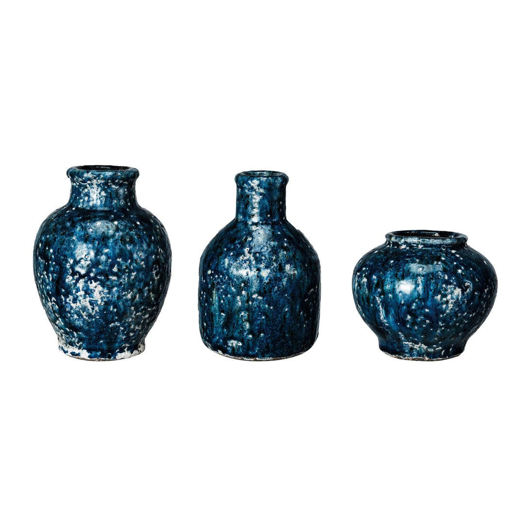 Blue Glaze Terracotta Vase