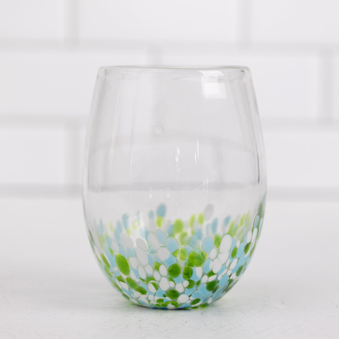 Blue &amp; Green Pebble Stemless Glass