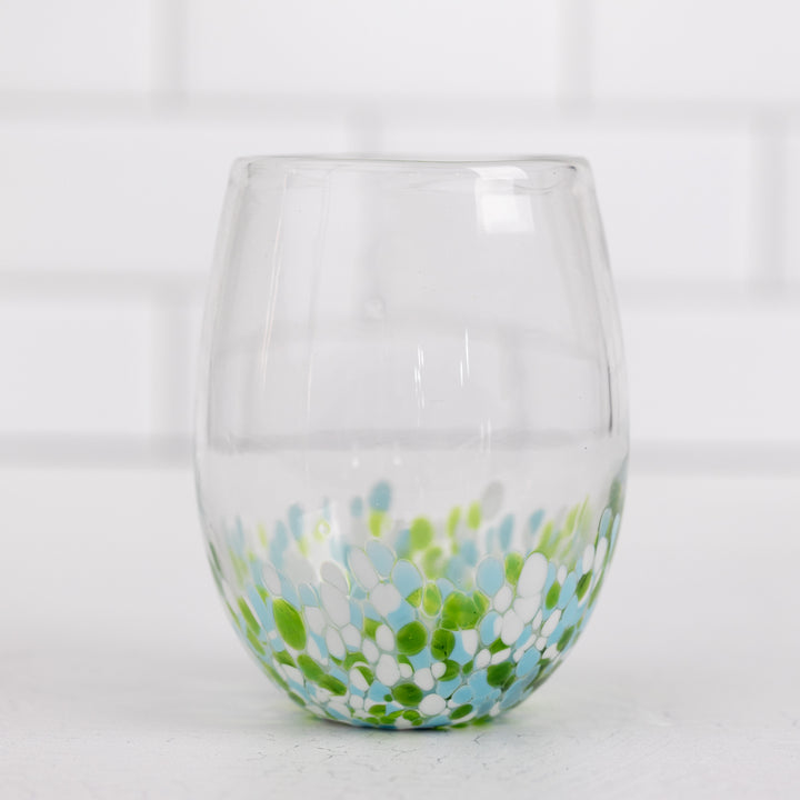 Blue &amp; Green Pebble Stemless Glass