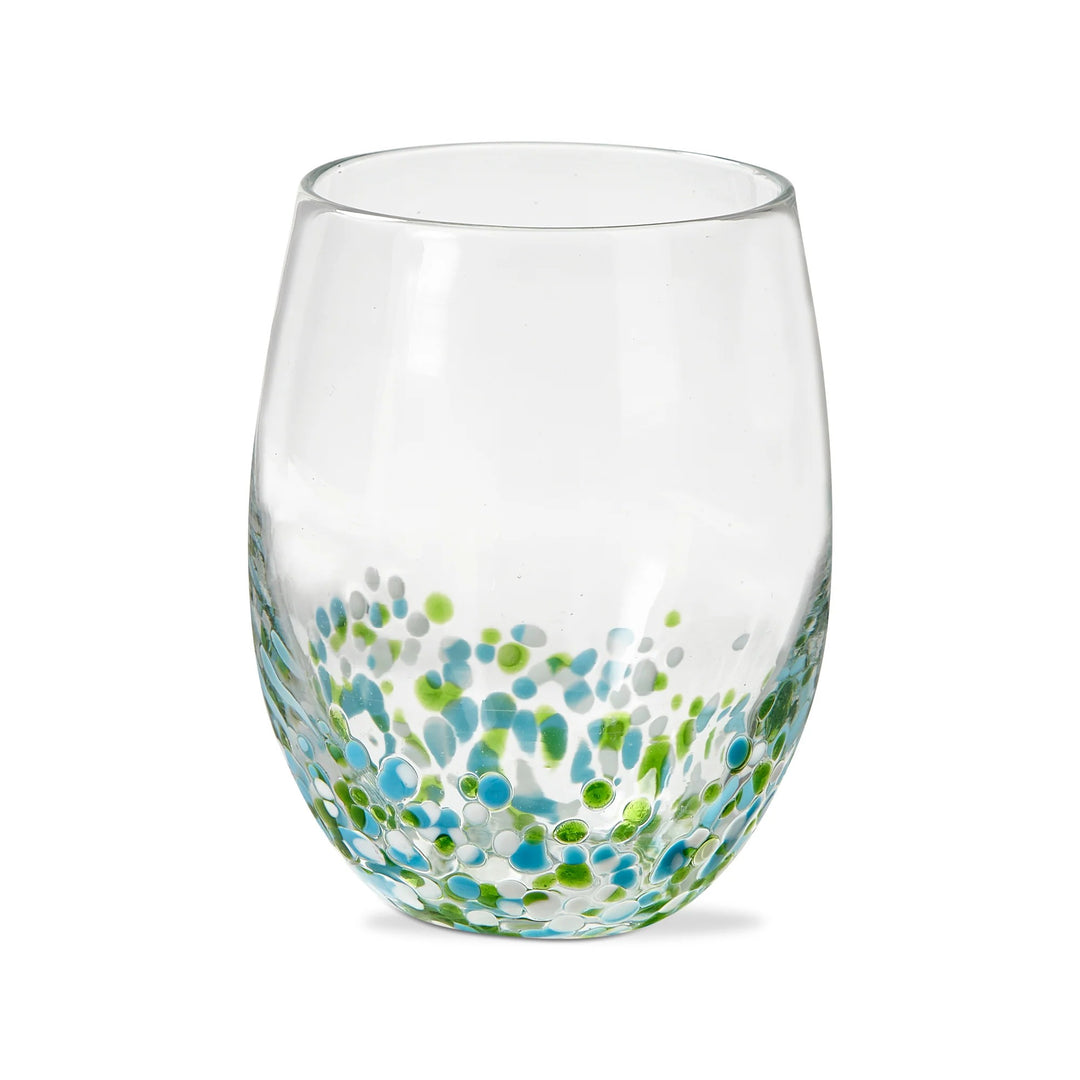 Blue & Green Pebble Stemless Glass