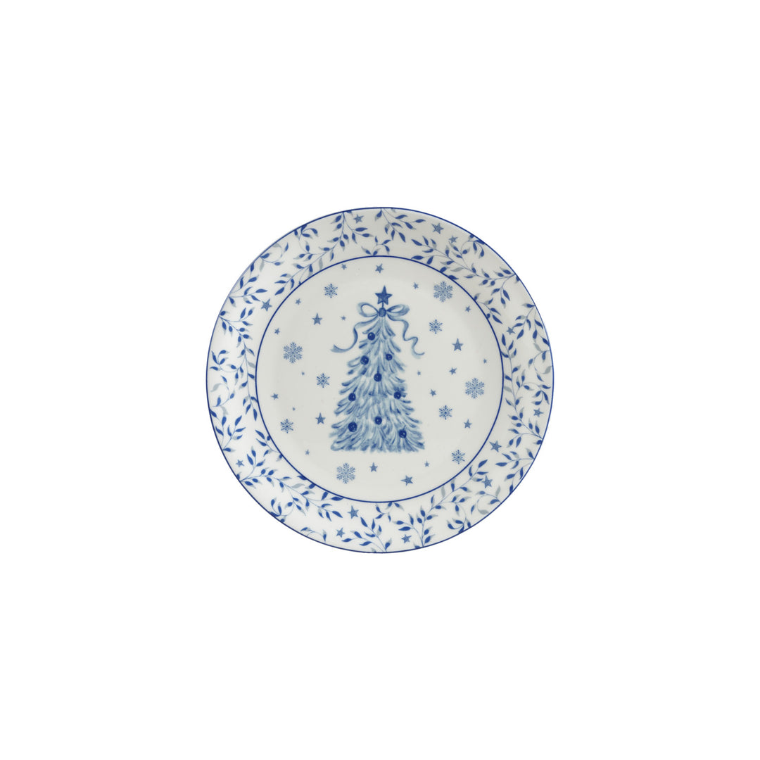 Blue &amp; White Christmas Tree Plate
