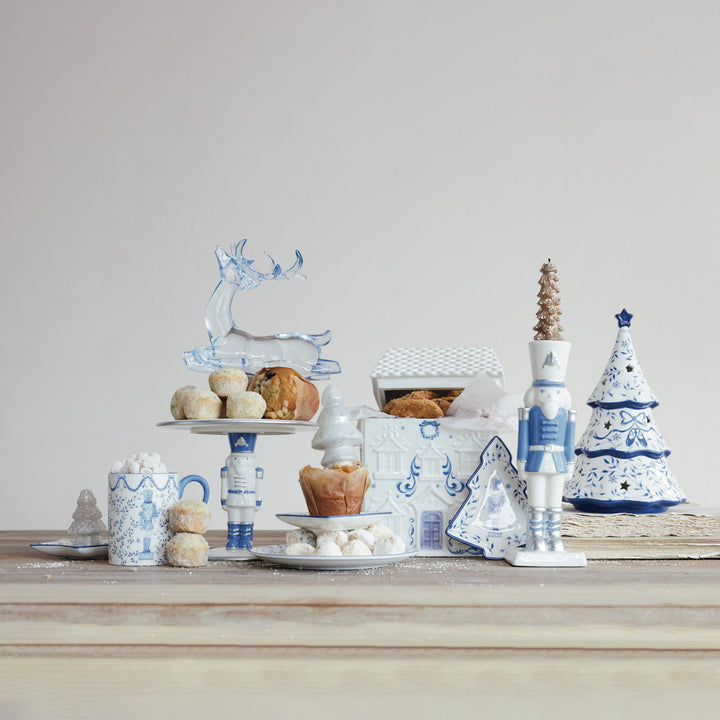 Blue &amp; White Christmas Tree Plate