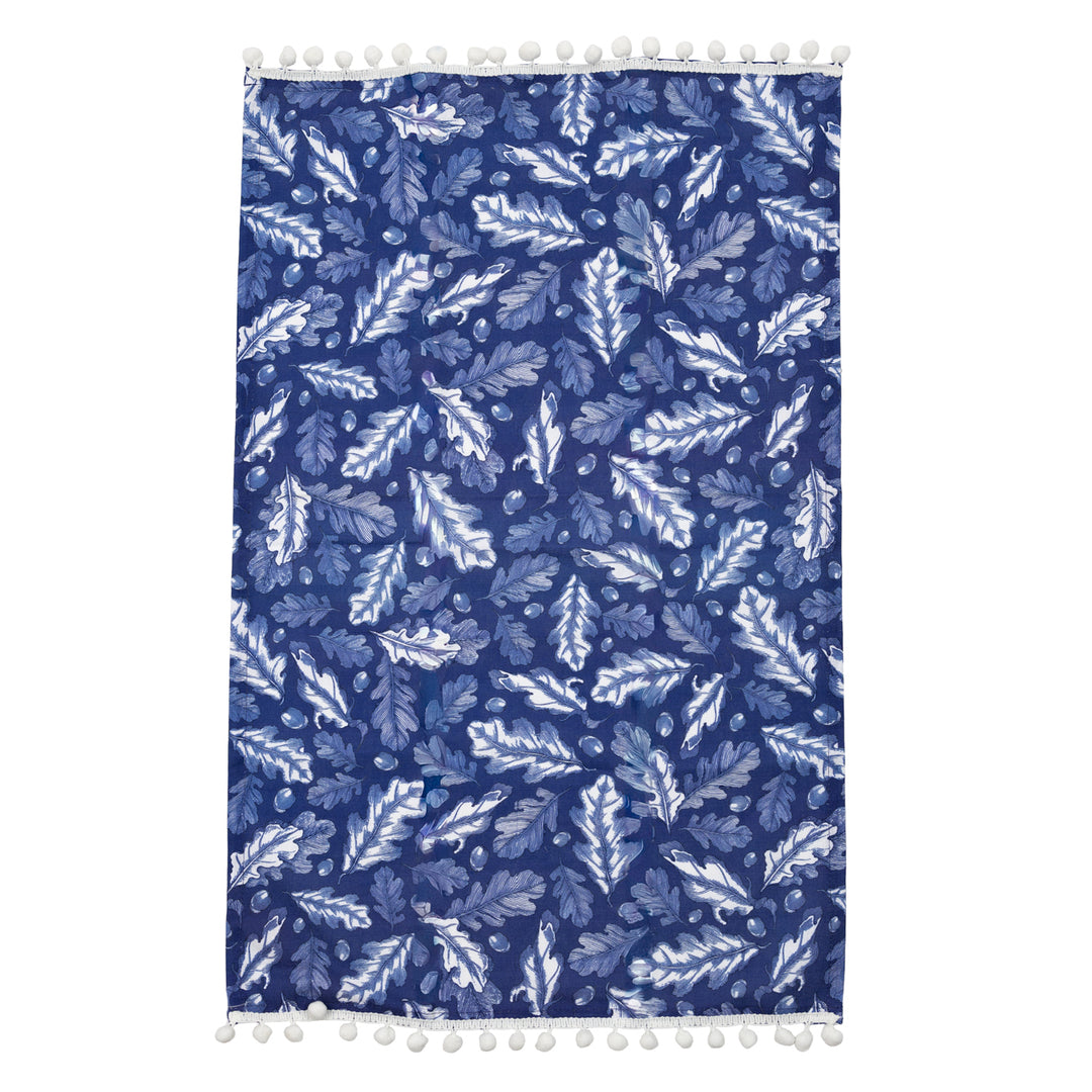 Blue &amp; White Oak Leaves Tea Towel