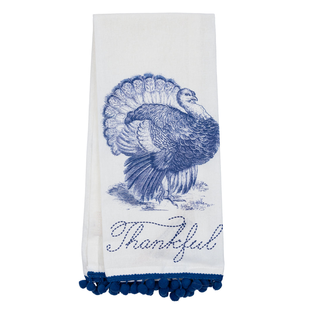 Blue &amp; White Turkey Tea Towel