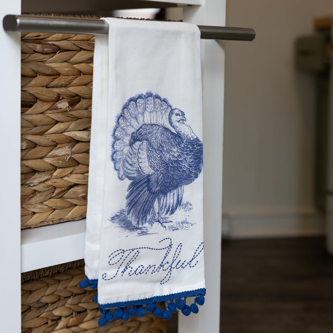 Blue &amp; White Turkey Tea Towel