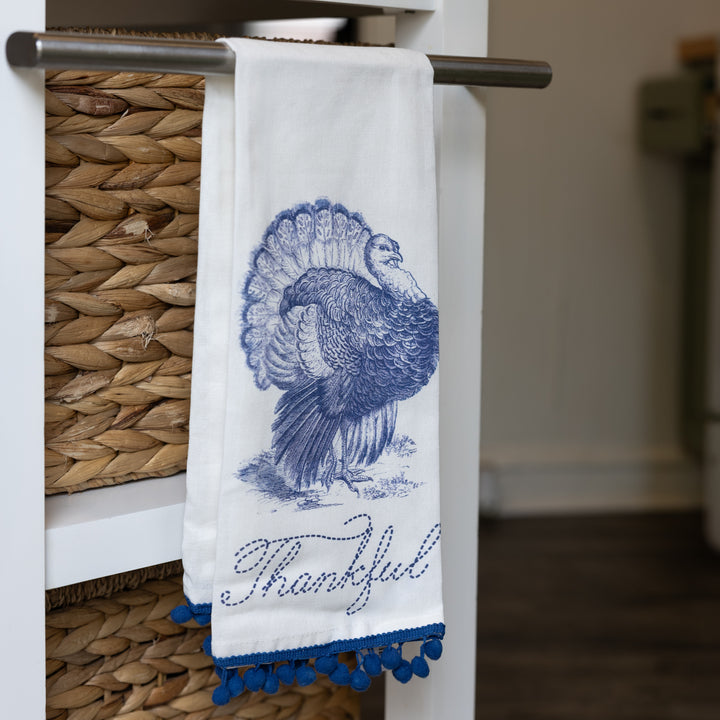 Blue &amp; White Turkey Tea Towel