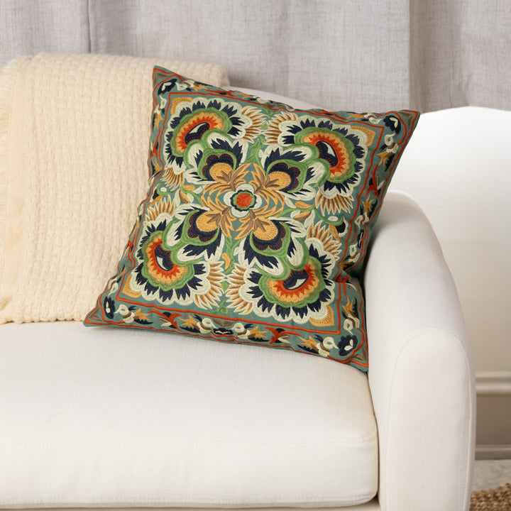 Bohemian Embroidered 18" Square Pillow