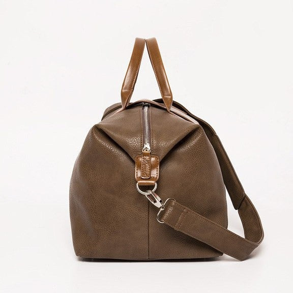 Brown Vegan Leather Duffle Bag