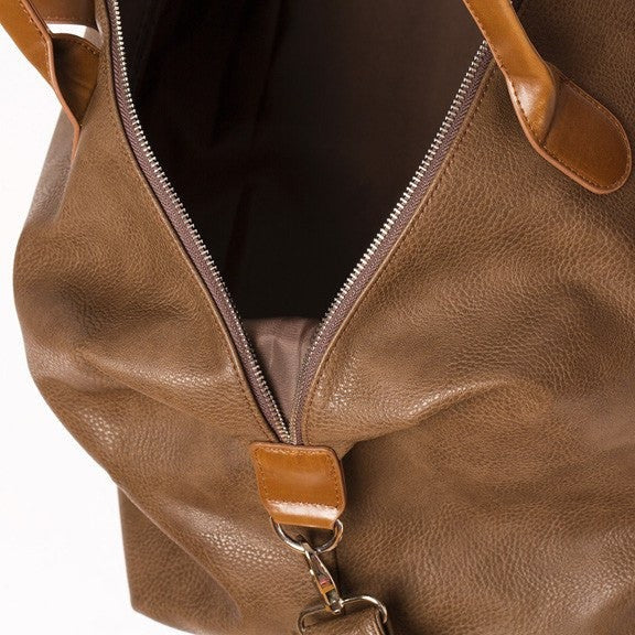 Brown Vegan Leather Duffle Bag