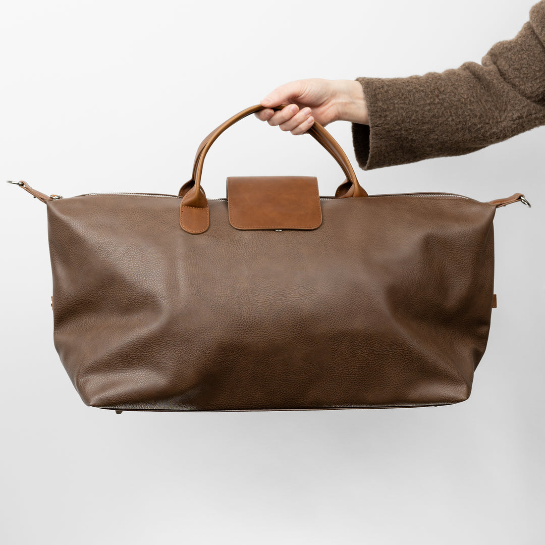 Brown Vegan Leather Duffle Bag