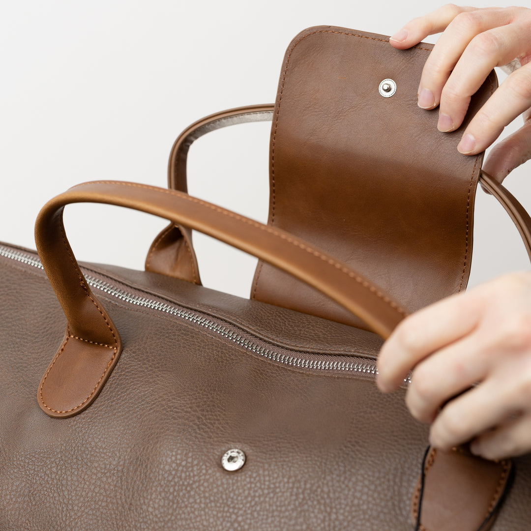 Brown Vegan Leather Duffle Bag