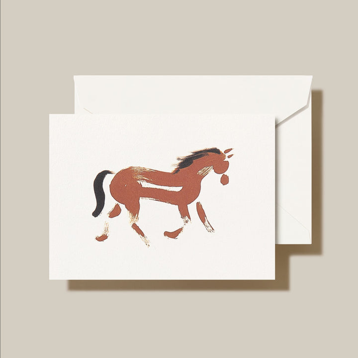 Brushstroke Horse White Folded Note Set