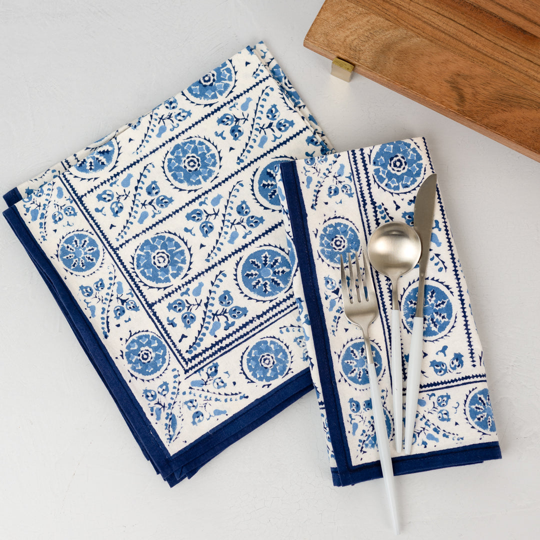Bukhara Stripe Indigo Napkins, Set of 4