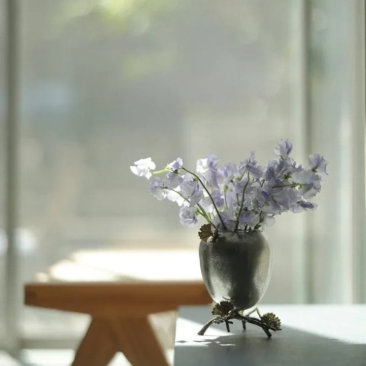 Butterfly Ginkgo Footed Vase