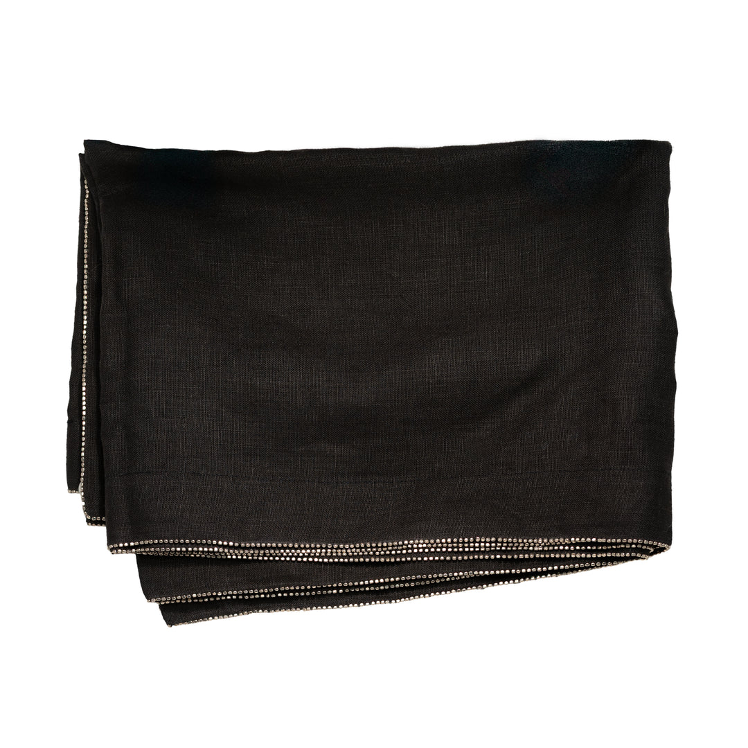 Charcoal Silver Beaded Table Runner