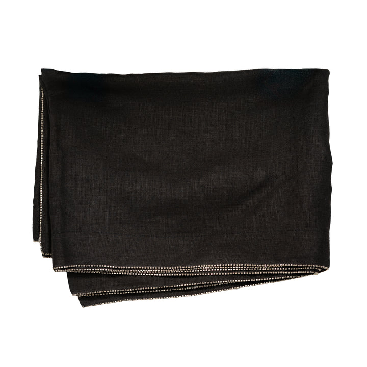 Charcoal Silver Beaded Table Runner