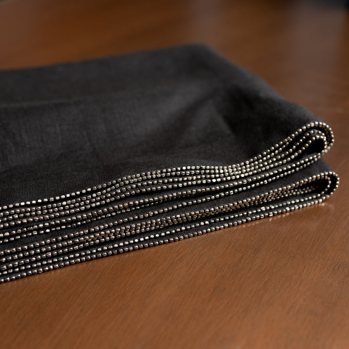 Charcoal Silver Beaded Table Runner