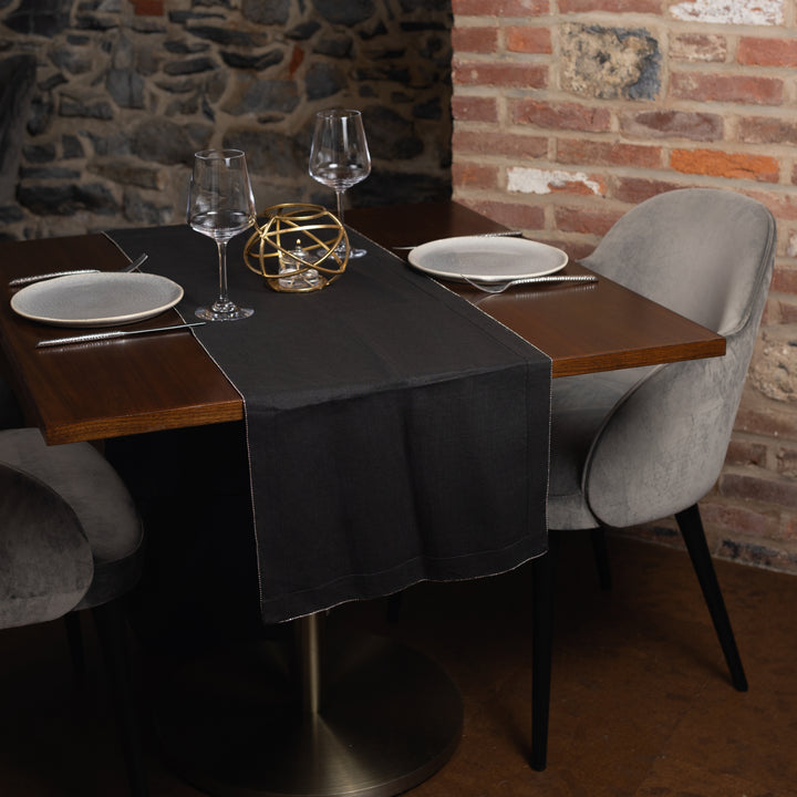 Charcoal Silver Beaded Table Runner