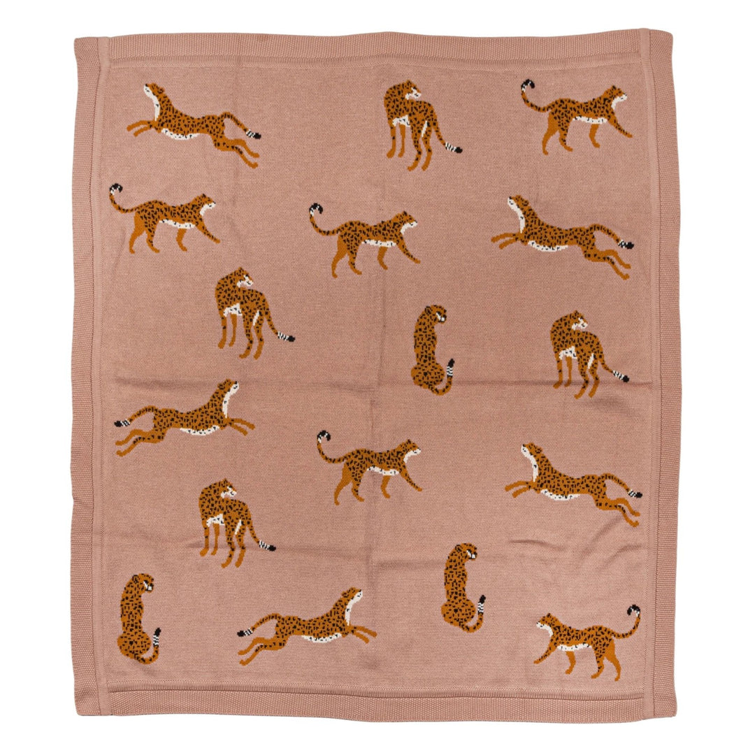 Cotton Knit Cheetah Throw