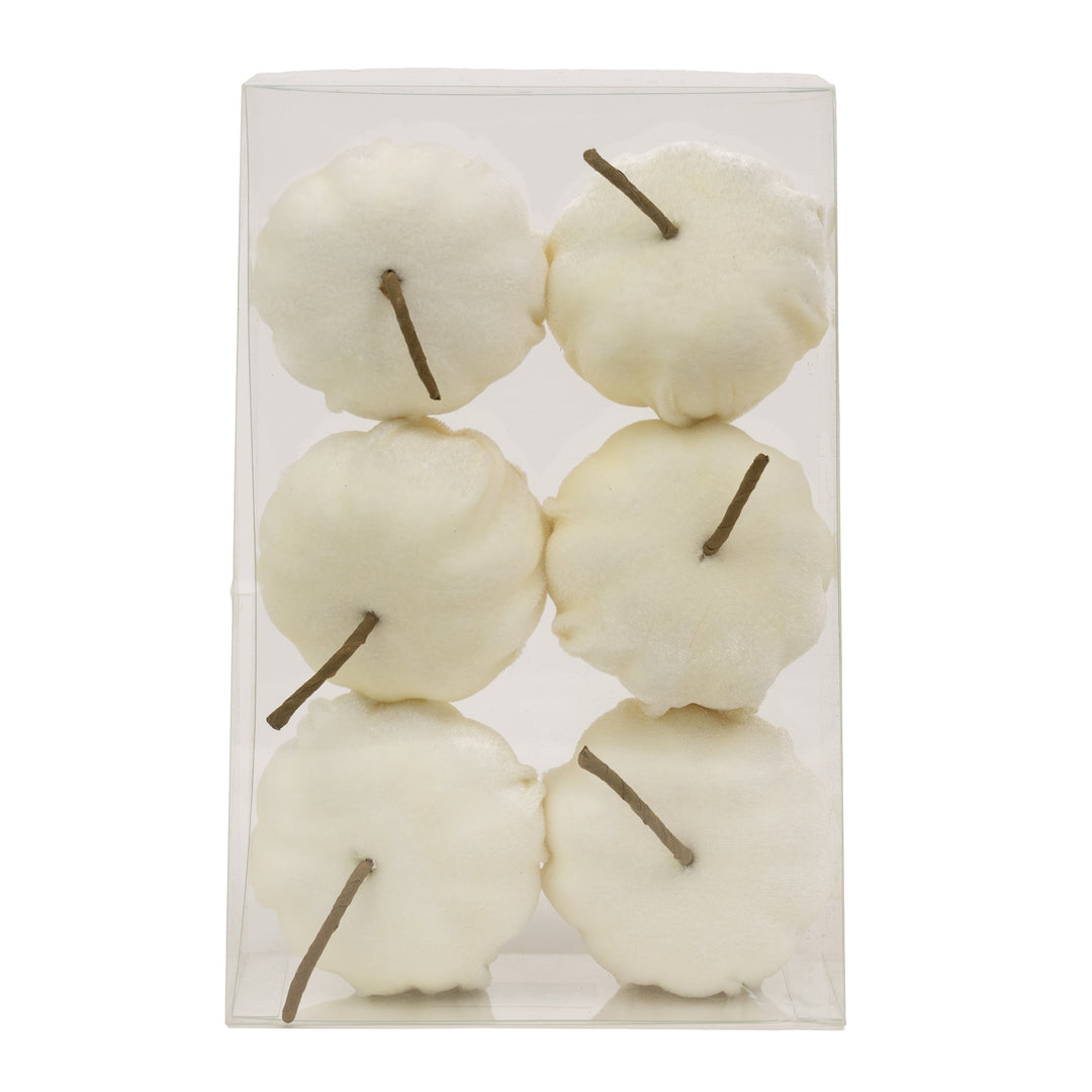Cream Velvet Pumpkins, Set of 6
