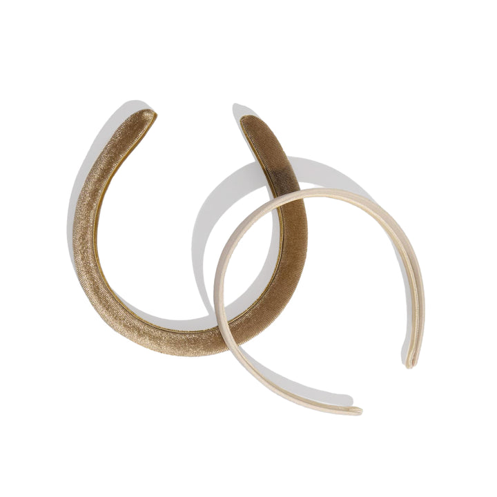 Cream & Camel Satin & Velvet Headband, Set of 2