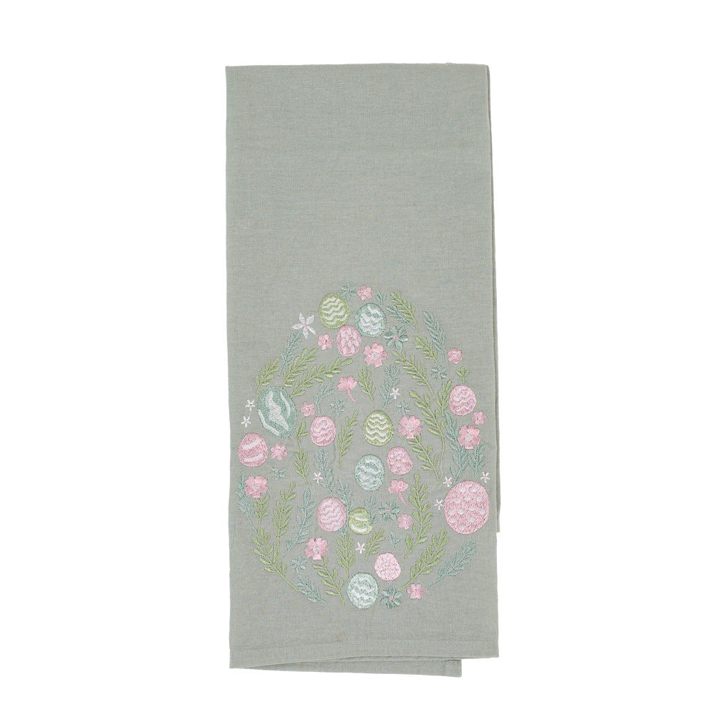 Easter Egg Embroidered Tea Towel