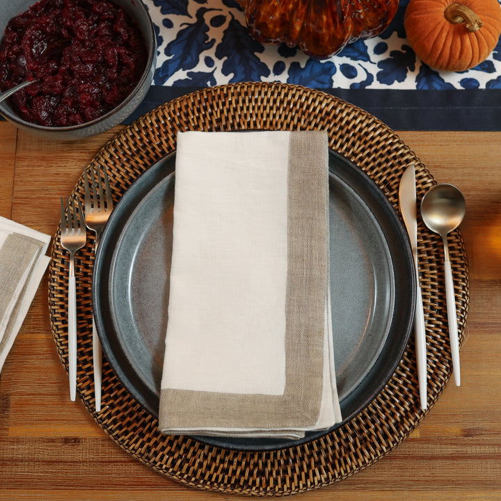 Eggshell Dinner Napkin w/ Metallic Flange