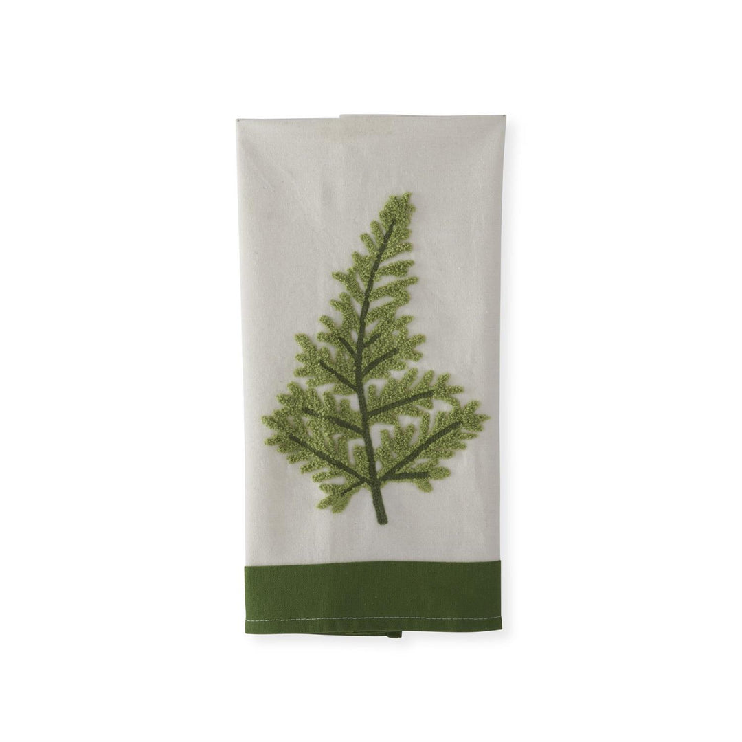 Embroidered Fern Guest Towel