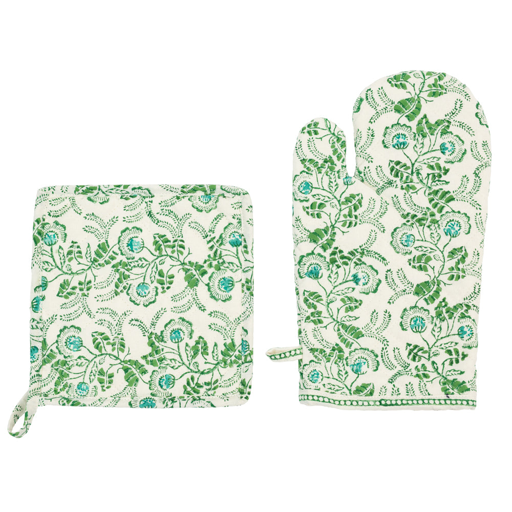 Emerald Gardenia Vine Oven Mitt