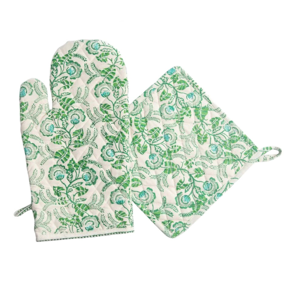 Emerald Gardenia Vine Oven Mitt
